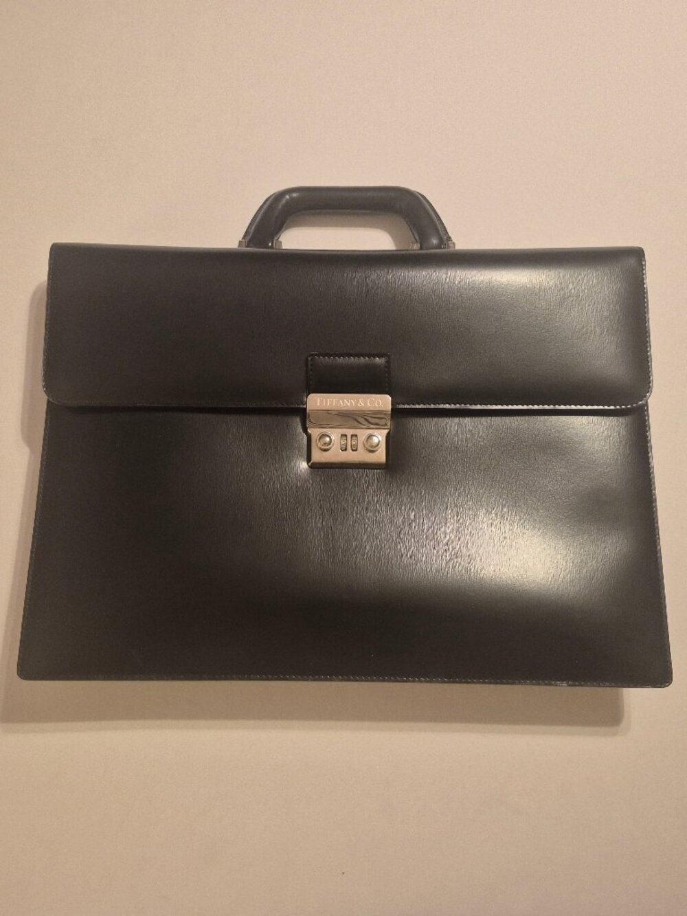 Tiffany & Co. Black Leather Charles Briefcase